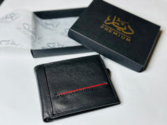 Red stripe 100% pure leather wallet
