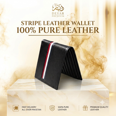 100% Pure Leather - Stripe Leather Wallet