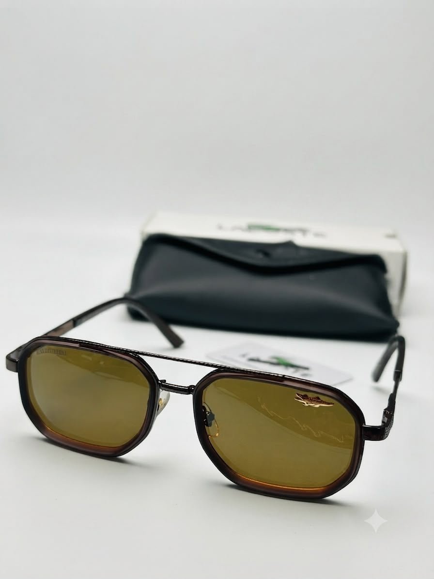Lacoste Classic Square Sunglasses – Brown Frame | Amber Lens