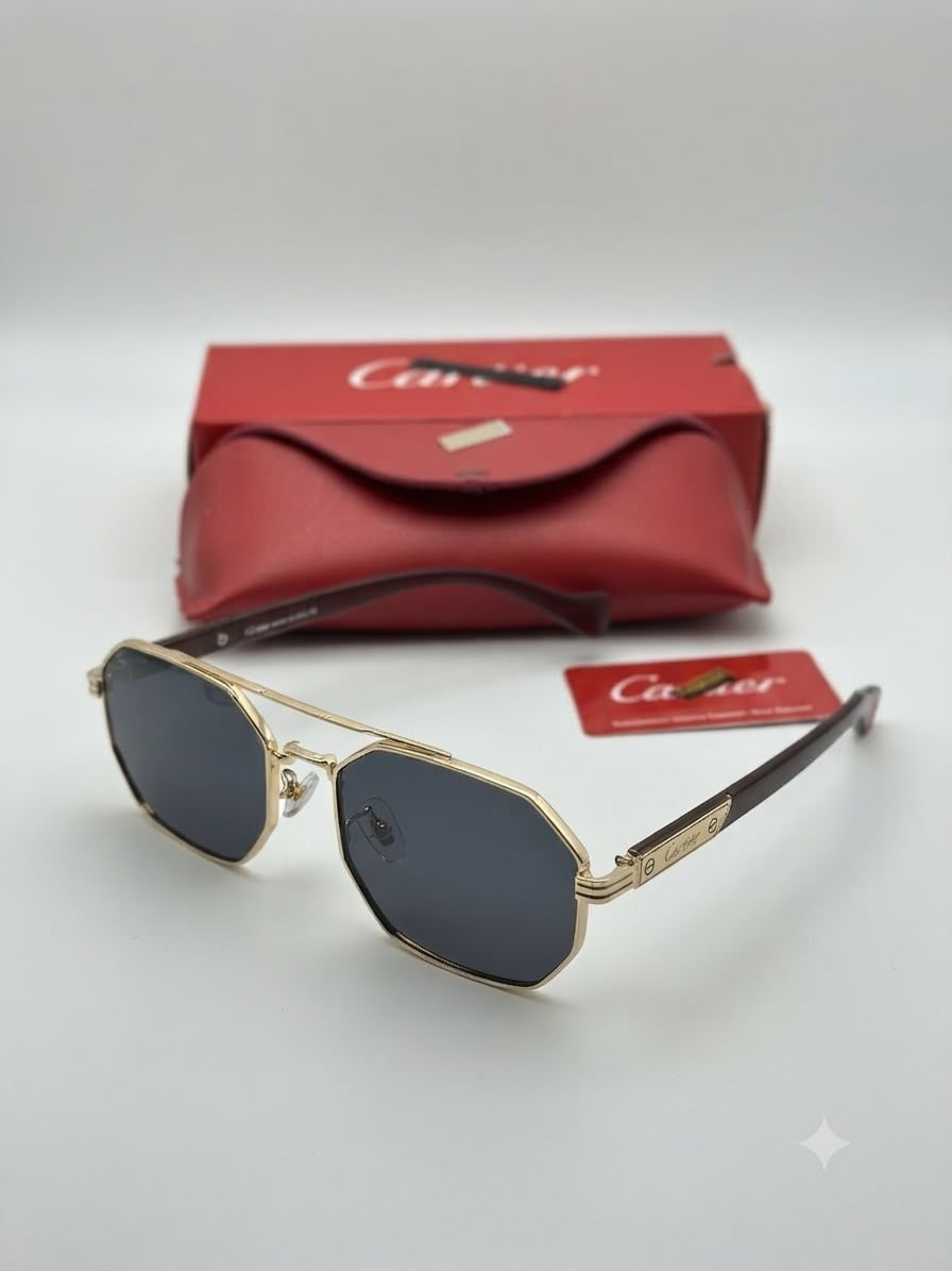Cartier Premium A+ Copy Octagon Metal Frame Sunglasses | UV400 Protection | Luxury Unisex