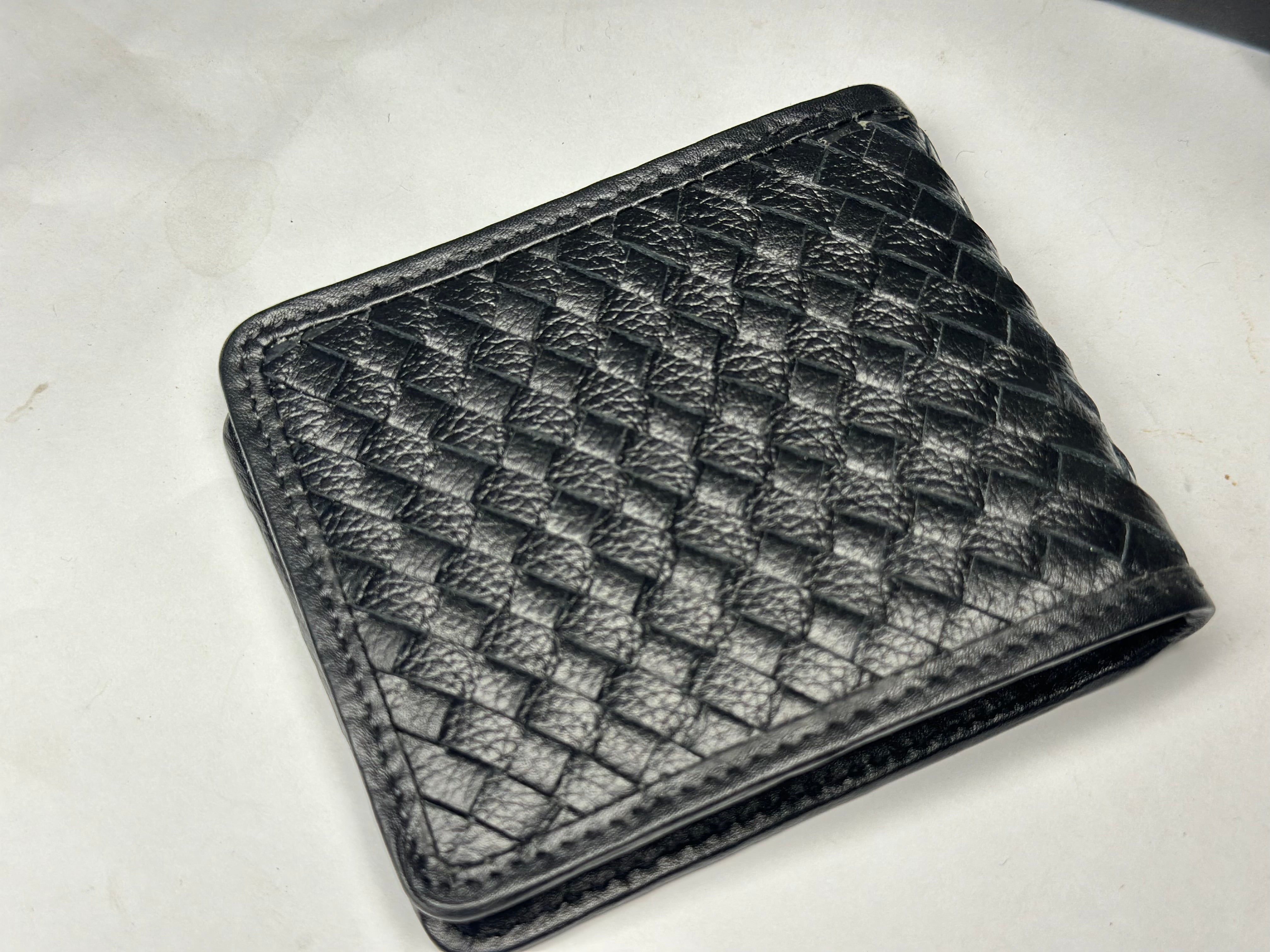 double layered hand knitted 100% leather regular wallet
