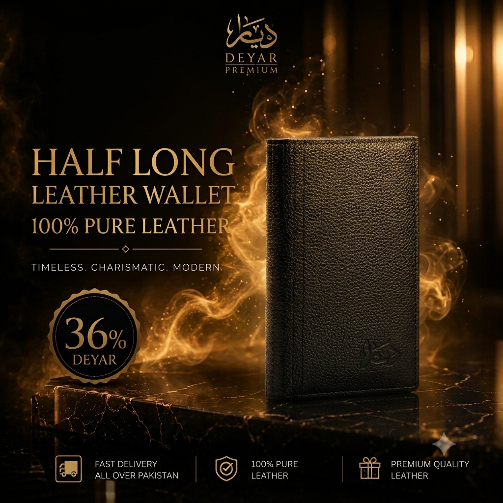 100% Pure Leather - Half long Leather Wallet