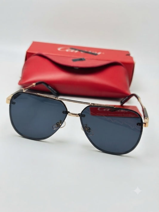 C*rtier Luxury Aviator Sunglasses – Black & Gold M1