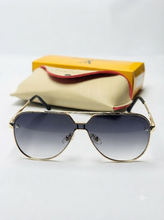 Gold Frame Aviator Sunglasses – Smoke Gradient Lens| Lou* Vuit*on