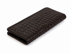 Hand knitted double layered 100% leather long wallet