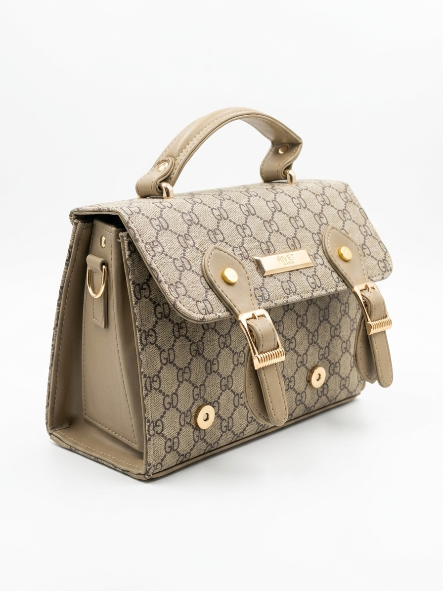 Double buckle hand bag
