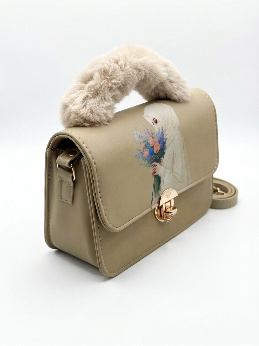 Hijabi girl printed hand bag
