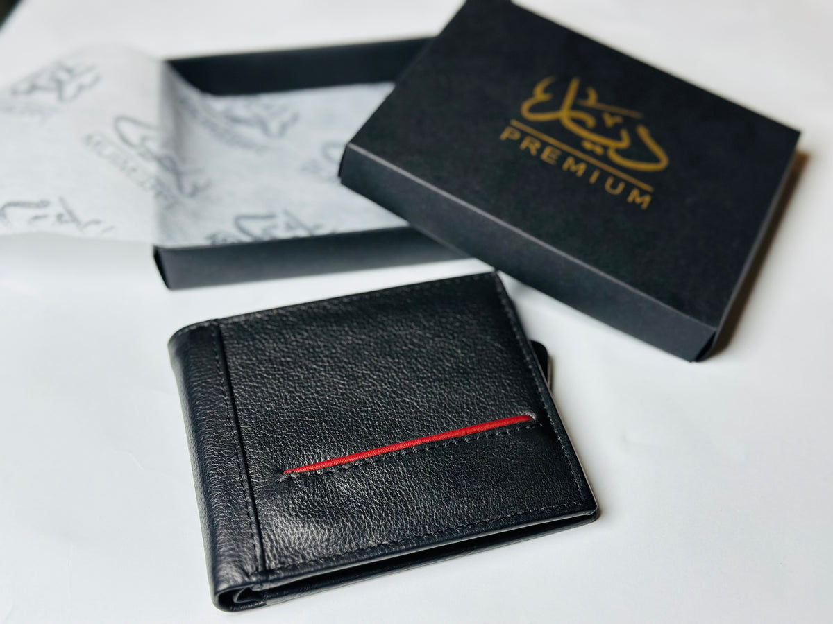 Red stripe 100% pure leather wallet