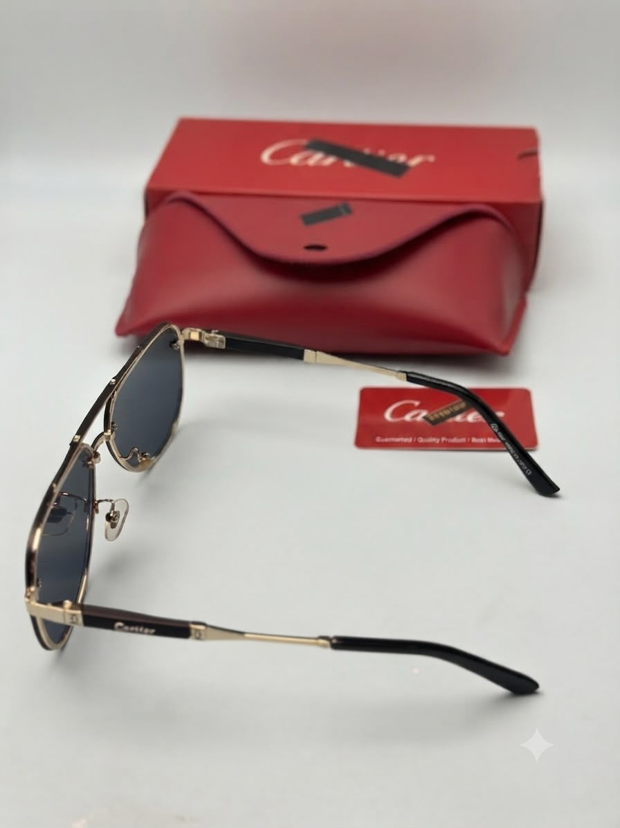 C*rtier Luxury Aviator Sunglasses – Black & Gold M1