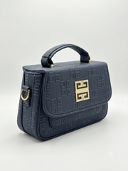 Blue branded handbag