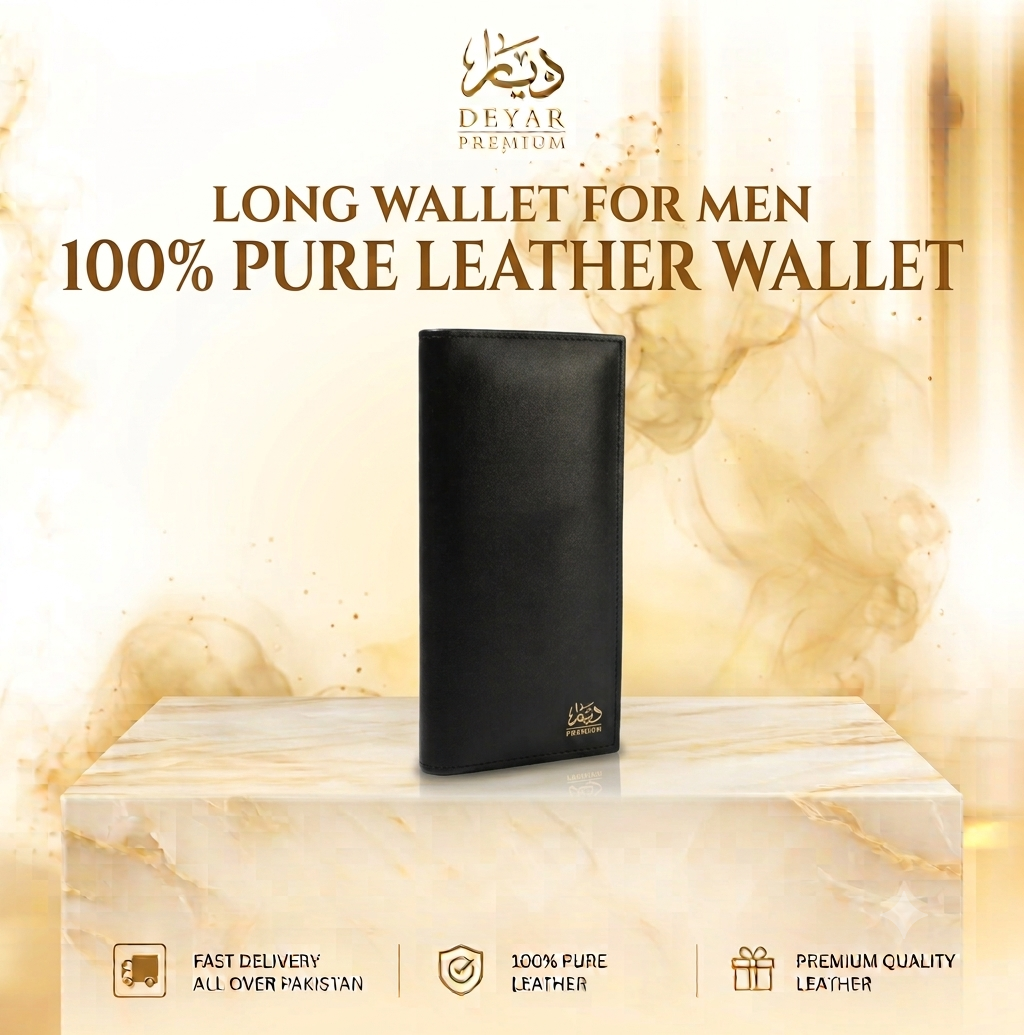 100% Pure Leather - Long Wallet for Men