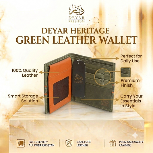 100% Pure Leather - Deyar Heritage Green Leather Wallet