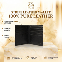 100% Pure Leather - Stripe Leather Wallet