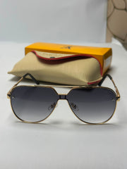 Gold Frame Aviator Sunglasses – Smoke Gradient Lens| Lou* Vuit*on