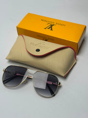 Gold Frame Aviator Sunglasses – Smoke Gradient Lens| Lou* Vuit*on