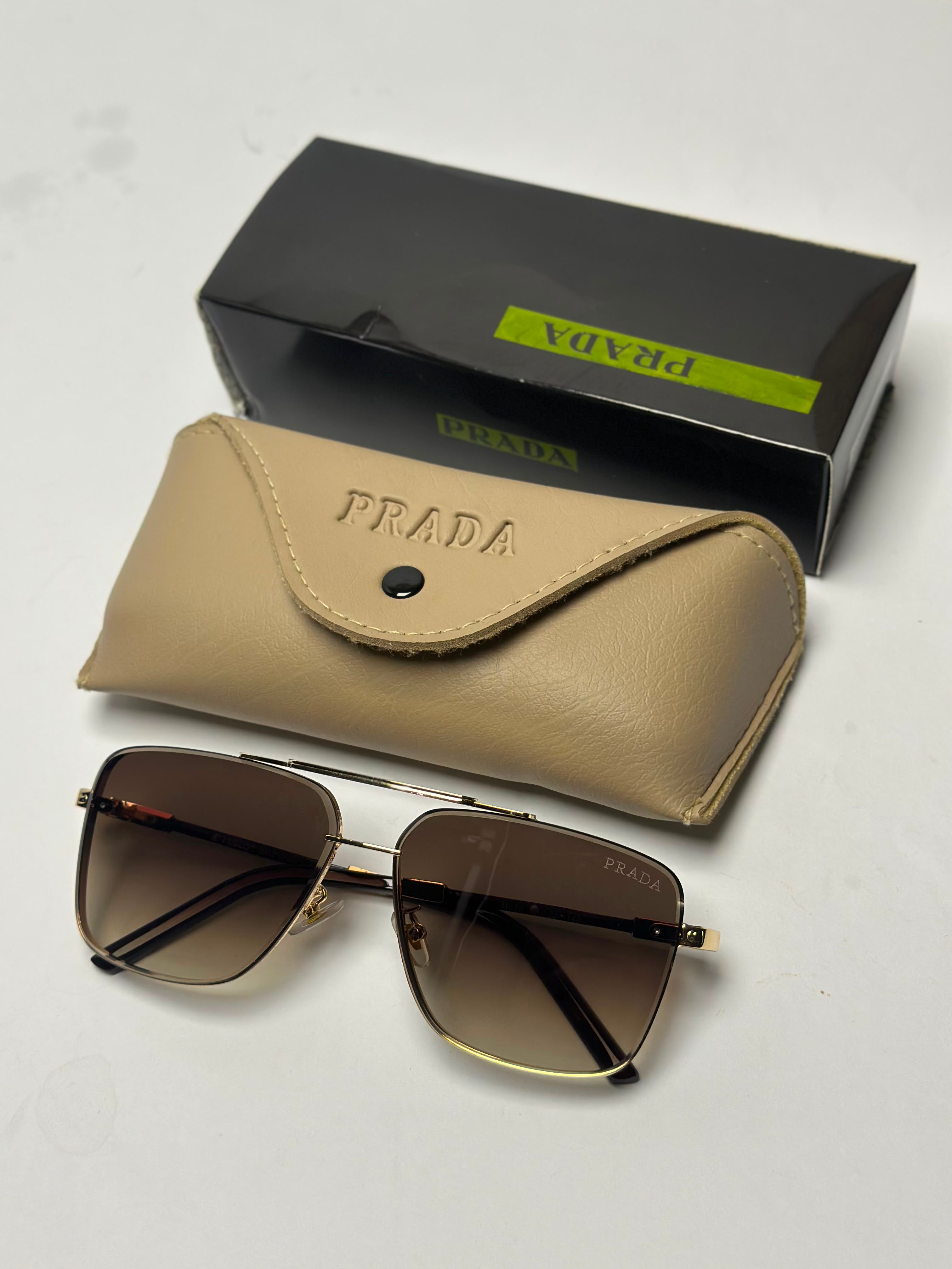 Pr*da Aviator Sunglasses – Brown Gradient Lenses